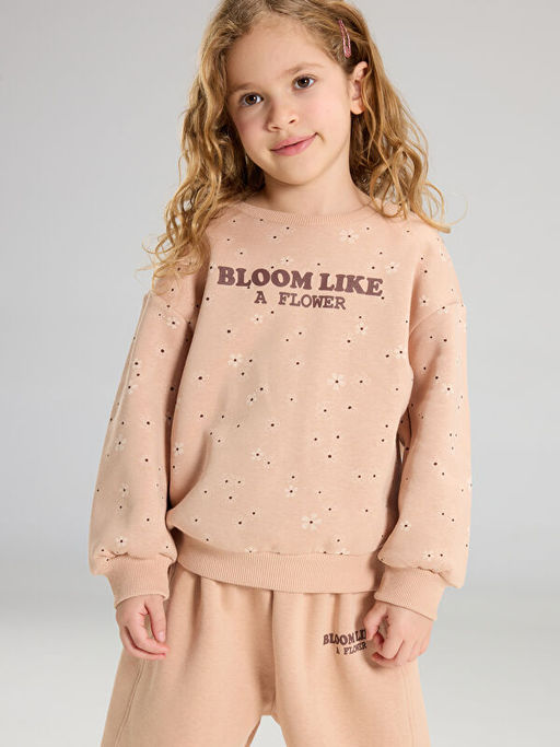 Bisiklet Yaka K?z ?ocuk Sweatshirt ve Pantolon