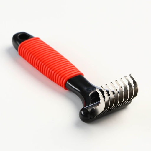 Колтунорез загнутый, 8 лезвий, 5,5 х 15 см, чёрно-красный - Пижон фото 2