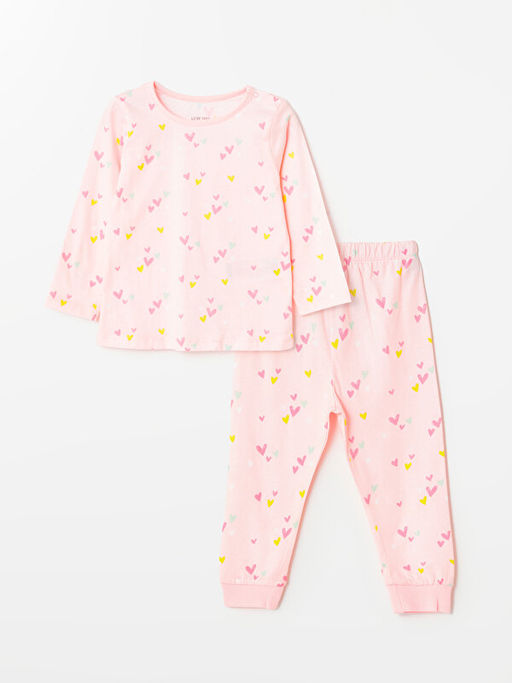 Bisiklet Yaka Uzun Kollu Bask?l? K?z Bebek Pijama Tak?m?