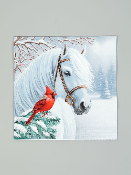 Цена за 3 шт. Салфетки бумажные трёхслойные «Волшебная лошадь», 33×33, 20 шт.