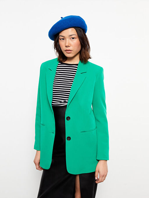 D?z Uzun Kollu Kad?n Ceket