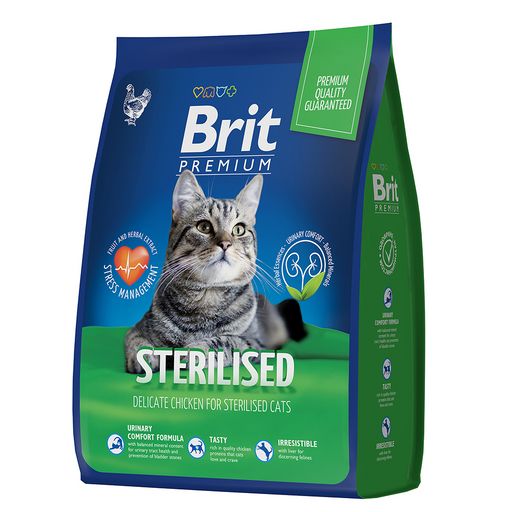 BRIT PREMIUM, Сухой корм с курицей для кошек Cat Sterilised Chicken, 2кг, 5049585  фото 2