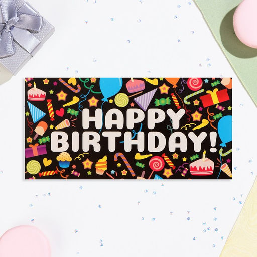 Цена за 10 шт. Конверт для денег Happy Birthday! сладости, 16х8 см - Дарим красиво фото 2