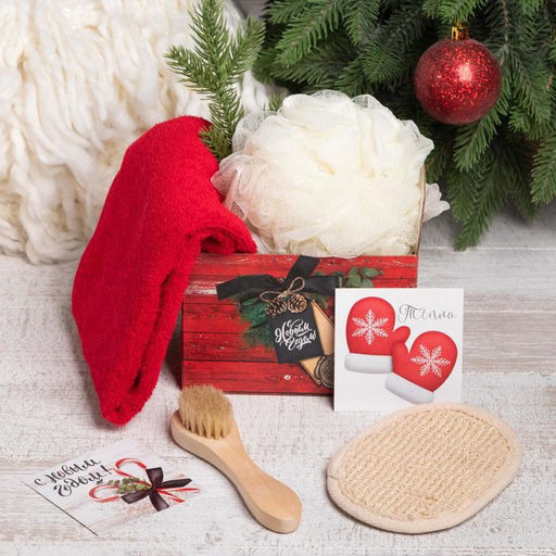Набор новогодний подарочный Этель Счастья в Новом году полотенце 30?60 см и аксессуары (4 предмета)  фото 2