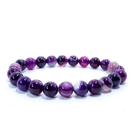 Браслет из камня Фиолетовый агат оберег 8мм