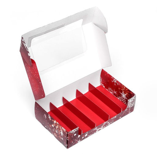 Цена за 2 шт. Кондитерская упаковка под 5 эклеров «С Новым годом», 25.2×15×6.6 см