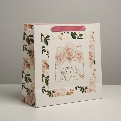 Пакет ламинированный квадратный Beautiful, 30 30 12 см - Дарите счастье фото 6