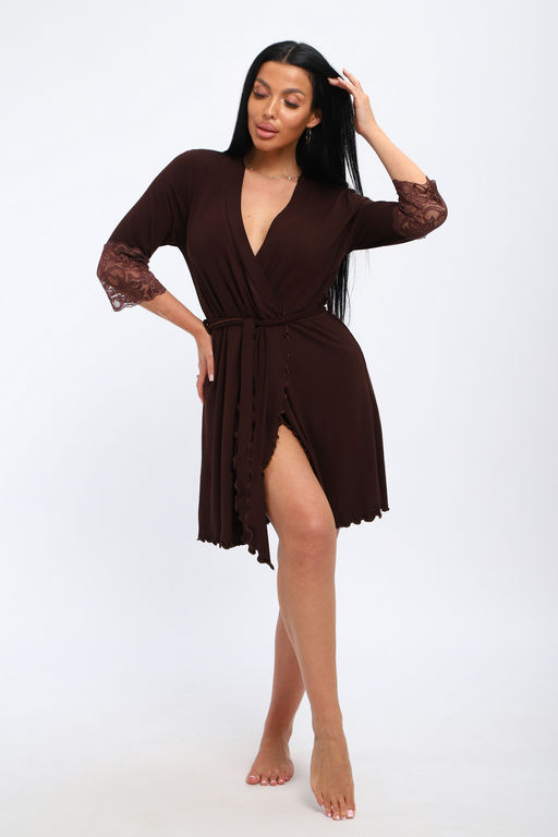 Халат женский из вискозы Адель Нуар шоколад - Амадэль фото 28