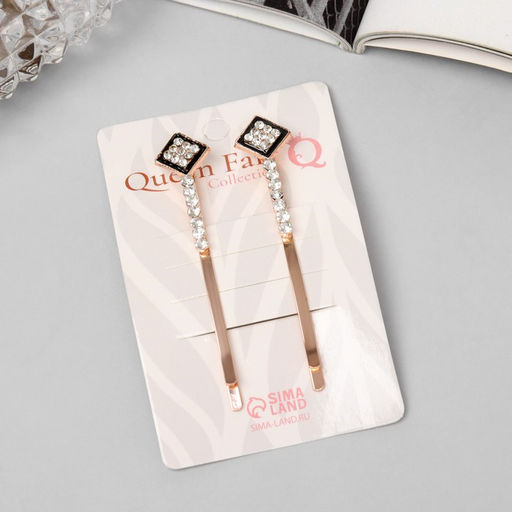 Цена за 2 шт. Невидимки для волос «Хэдли», набор 2 шт., ромб, 6 см, розовое золото