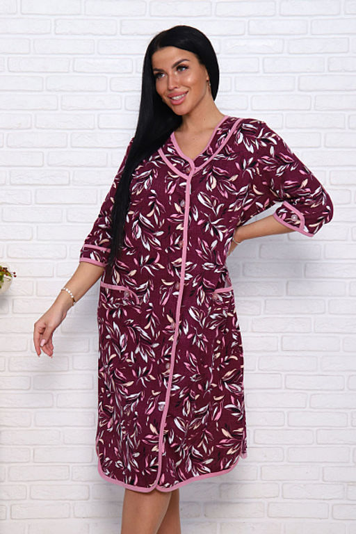 Халат женский на пуговицах с карманами, бордо (958-1) - Плиона фото 13