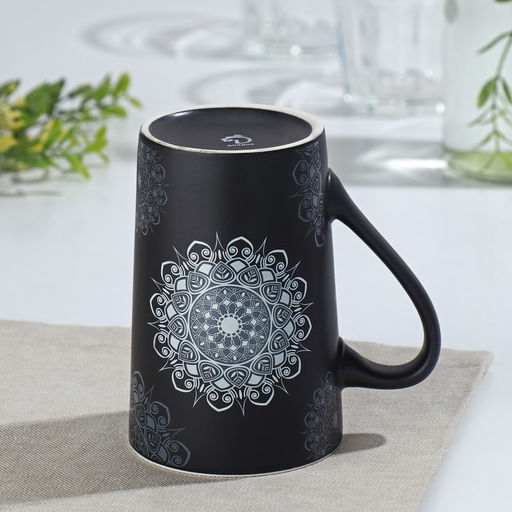 Кружка фарфоровая Доляна Мандала, 380 мл, белый узор  фото 4