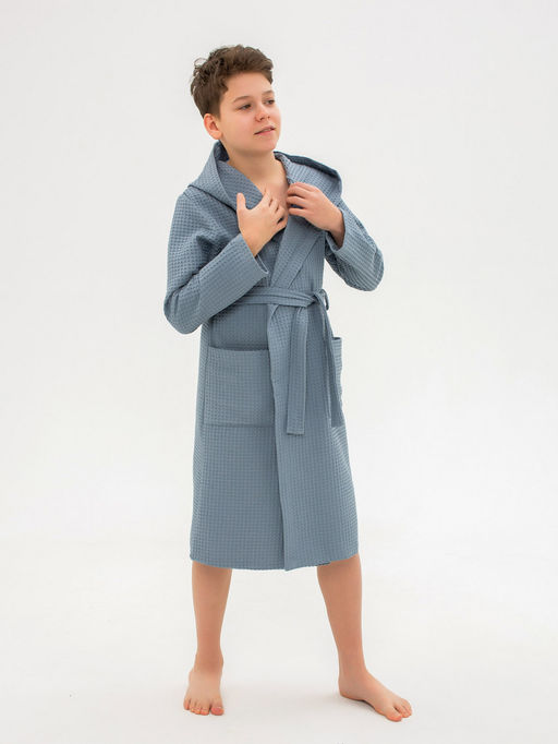 ХАЛАТ ДЕТСКИЙ С КАПЮШОНОМ ВД-СЕР-973 - Ашматекс фото 3