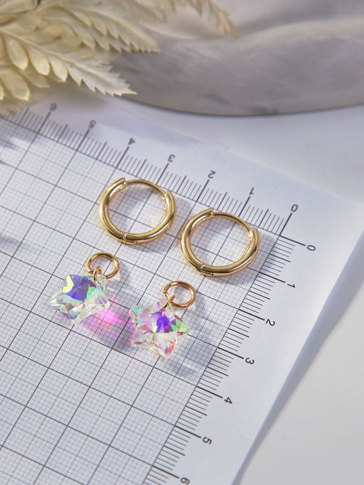 Серьги со съёмным элементом «Трансформер» кристаллик звёздочка, цвет радужный в золоте