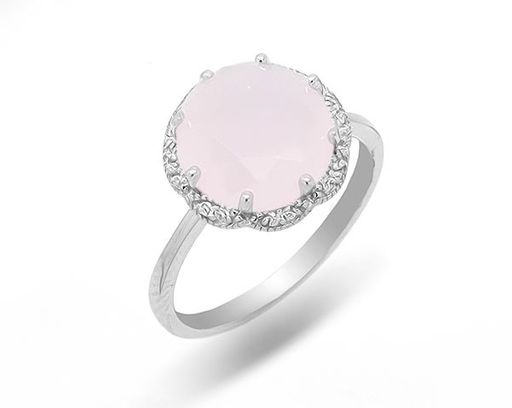 Кольцо из серебра розовый кварц, МЦВ010
