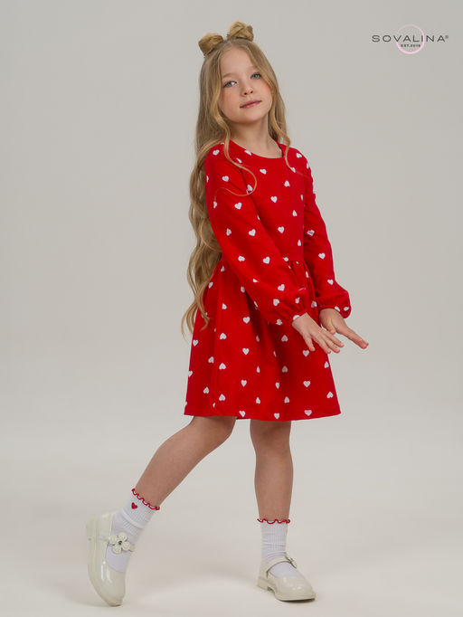 Платье Моана белые сердца на красном - Sovalina фото 21