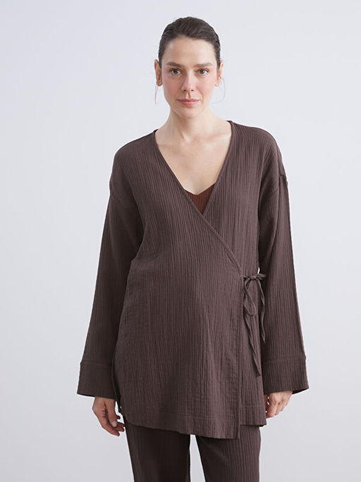 Kruvaze Yaka Dokulu Kad?n Kimono