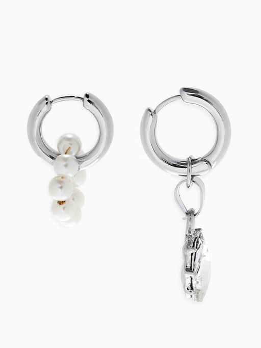 Набор 2 предмета: колье, серьги Трансформеры жемчуг со стразами, белый в серебре