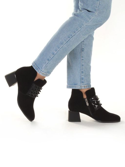 01-CGXM12-2R BLACK Ботинки женские (натуральная замша, байка) - Фабричный китай фото 2