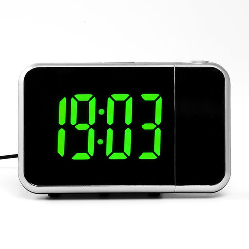 Часы электронные настольные, USB, календарь, будильник, с проекцией, зелёная индикация