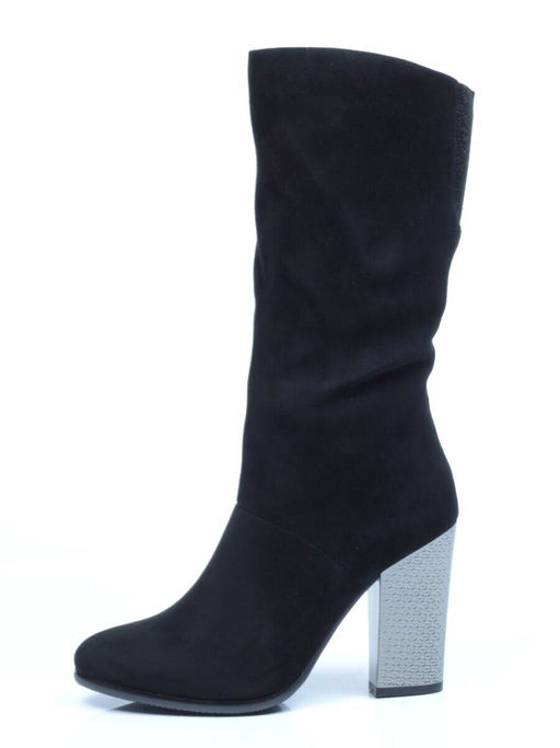 YF189-011M BLACK Полусапоги зимние женские (натуральная замша, натуральный мех (еврозима))