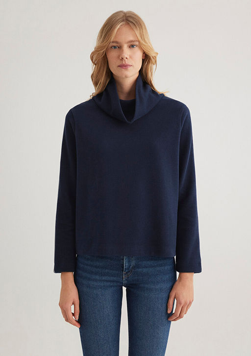 Bogazl? Kol Detayl? Lacivert Tisort - Mavi фото 5