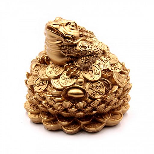Фигурка Фен Шуй Жаба богатства в лотосе на монетах Процветание и изобилие 12см-12см ХРУПКОЕ