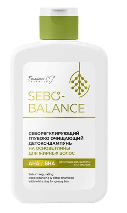 Белита-М Sebo-Balance Себорегулирующий глубоко очищ.детокс-Шампунь на основе глины д/жирн.в (300мл)