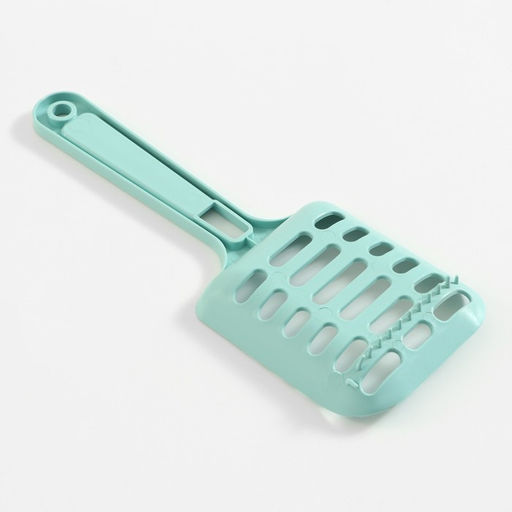 Туалет-домик для кошек закрытый с дверцей 50*38*37 см, бирюзово-серый - Пижон фото 9