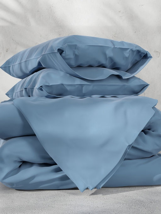 Постельное бельё 1.5-спальное «Этель», тенсель, серо-голубое