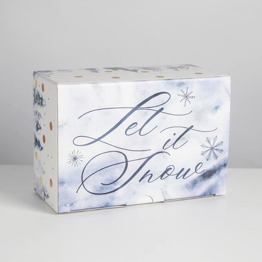 Коробка подарочная новогодняя складная Let it snow, 22×15×10 см, Новый год
