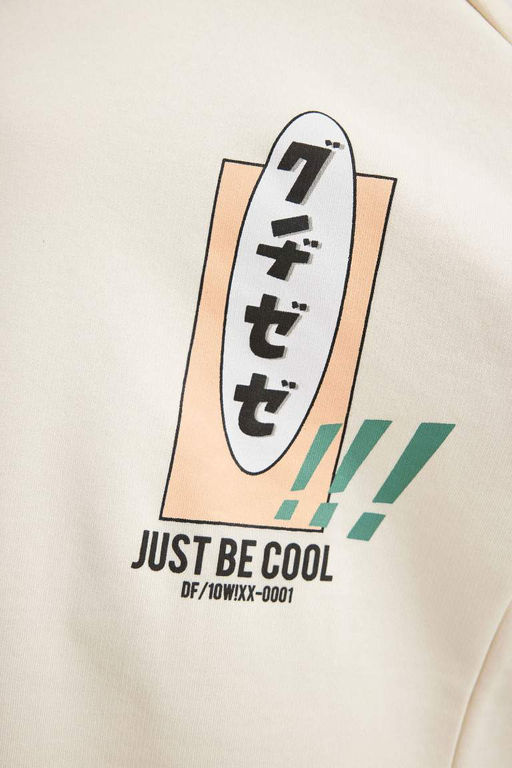 Толстовка с капюшоном и принтом цвета оверсайз для девочек с широкой посадкой на спине - Defacto фото 6