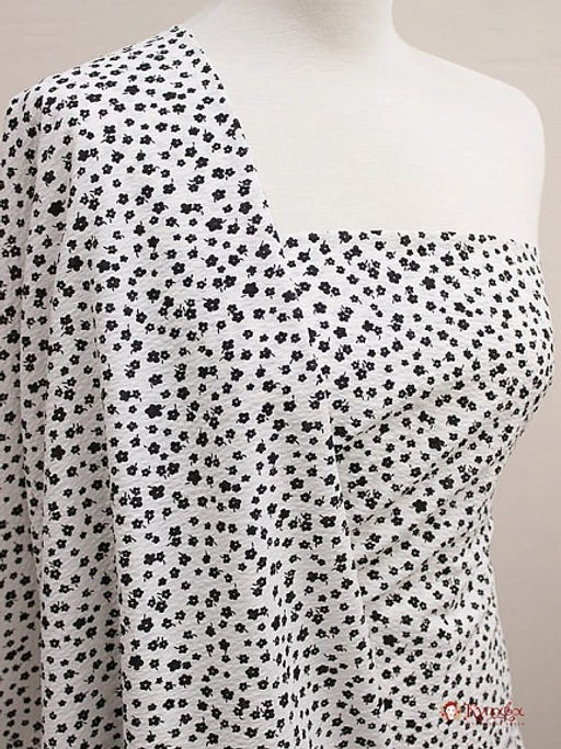 Импорт.хлопок Жатка Цветочная легкость (черные цветочки), СОРТ2, ш.1.30м, хлопок-100%, 80гр/м.кв - Купава фото 7