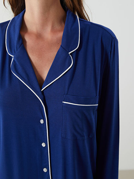 G?mlek Yaka Kad?n Pijama Tak?m?