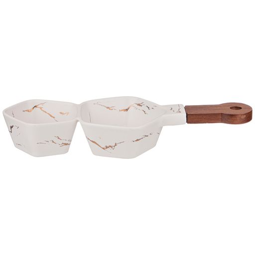 МЕНАЖНИЦА С ДЕРЕВЯННОЙ РУЧКОЙ КОЛЛЕКЦИЯ ЗОЛОТОЙ МРАМОР ЦВЕТ:WHITE 32*12,5*5 СМ - Lefard фото 3