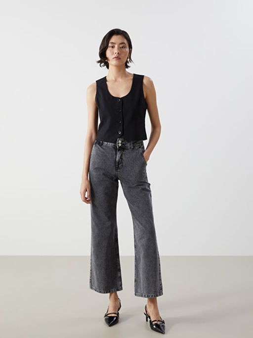 Wideleg Kad?n Jean Pantolon