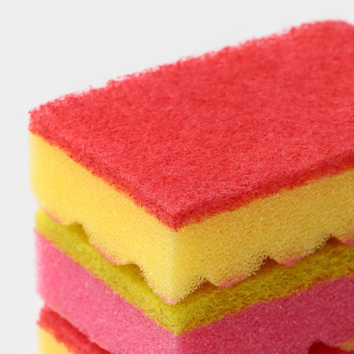 Цена за 4 шт. Губка для посуды с чистящим слоем PRIDE, 3 шт., 100×65×30 мм, МИКС