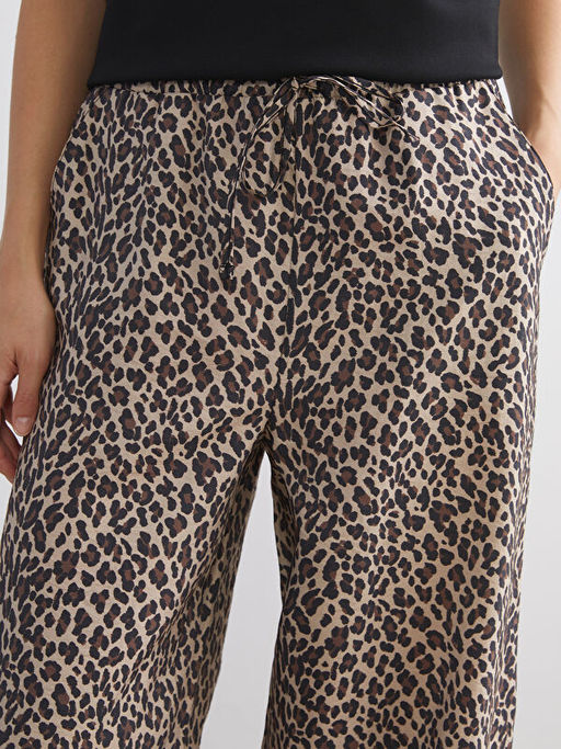 Beli Lastikli Leopar Desenli Kad?n Pantolon