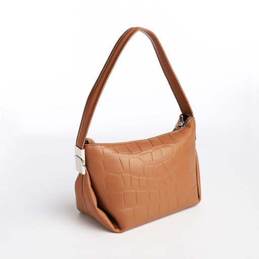 Сумка женская багет на молнии, 25×11×16 см, бежевая