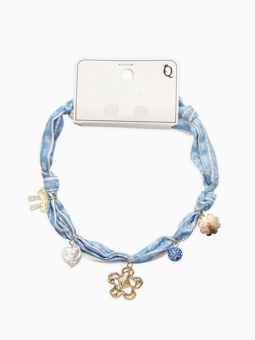 Колье-чокер на платке "Стиль". цвет голубой с золотом