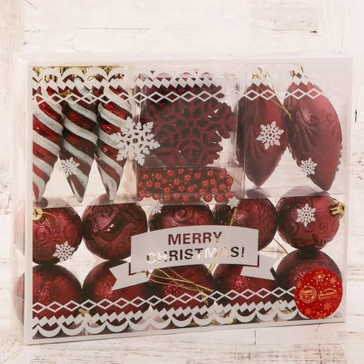 Ёлочные игрушки Чудесный день, новогодние, набор 27 шт., красный - Зимнее волшебство фото 2