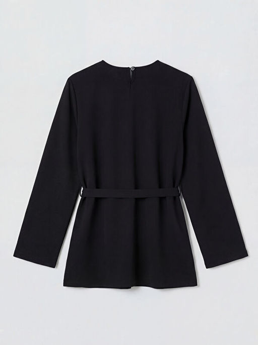 Bisiklet Yaka Kemerli Kad?n Sweatshirt Tunik