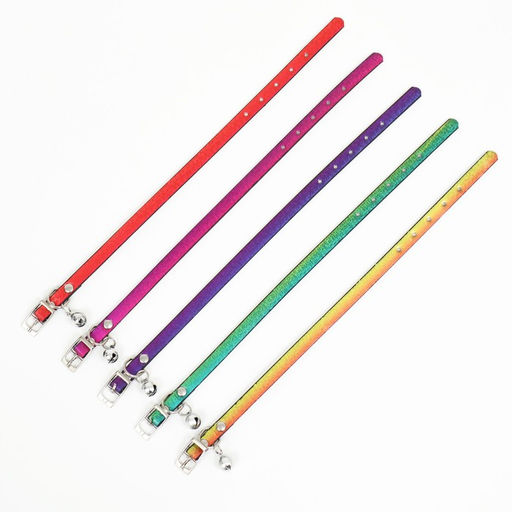 Ошейник лаковый Радуга, 30 х 1 см, разноцветный - Пижон фото 8