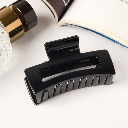 Цена за 12 шт. Крабик для волос «Глянец», изгиб геометрия, 7×3.5 см, чёрный