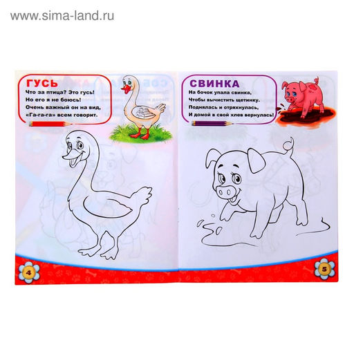 Цена за 3 шт. Раскраска детская «Домашние животные», 12 стр.