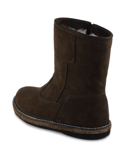 Полусапоги мужские на войлочной подошве, Коричневые. Нубук. Молния.