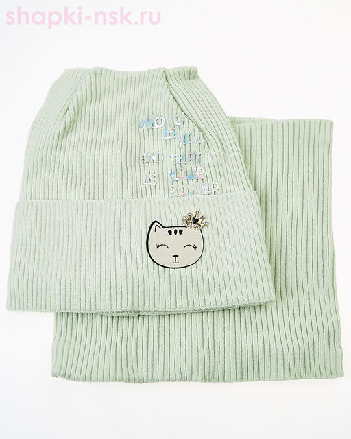02-54-M Комплект для девочки (колпак+снуд) (48-50)