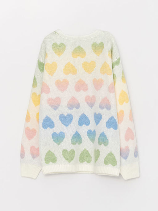 Bisiklet Yaka Desenli Uzun Kollu K?z ?ocuk Triko Kazak - Waikiki фото 2