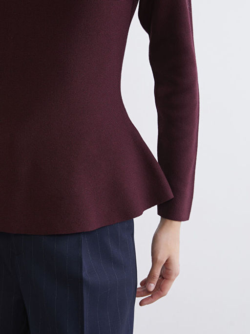 Bisiklet Yaka Peplum Kad?n Triko Kazak