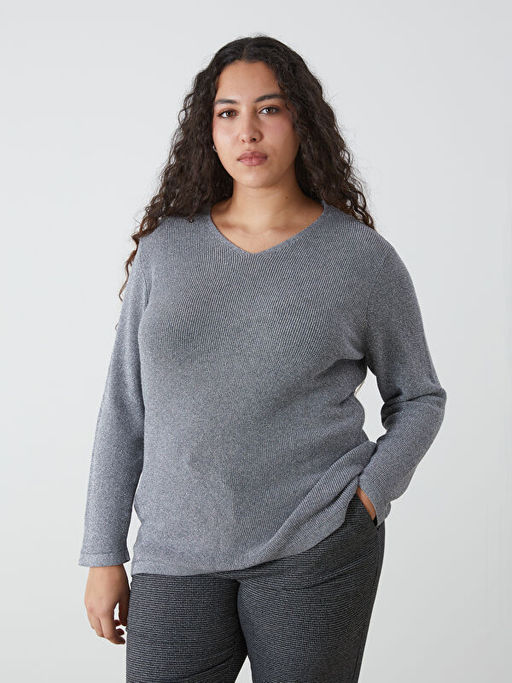 V Yaka Kad?n Triko Kazak