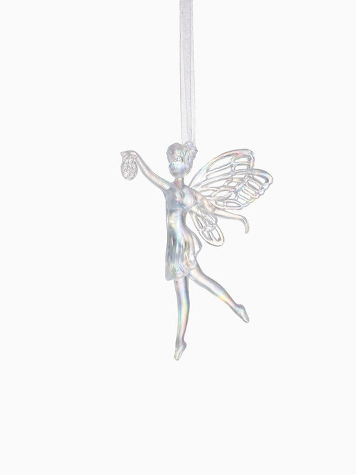 Цена за 2 шт. Ёлочная игрушка Зимнее волшебство. Фея с шариком, 1211.5 см, белый перелив  фото 8